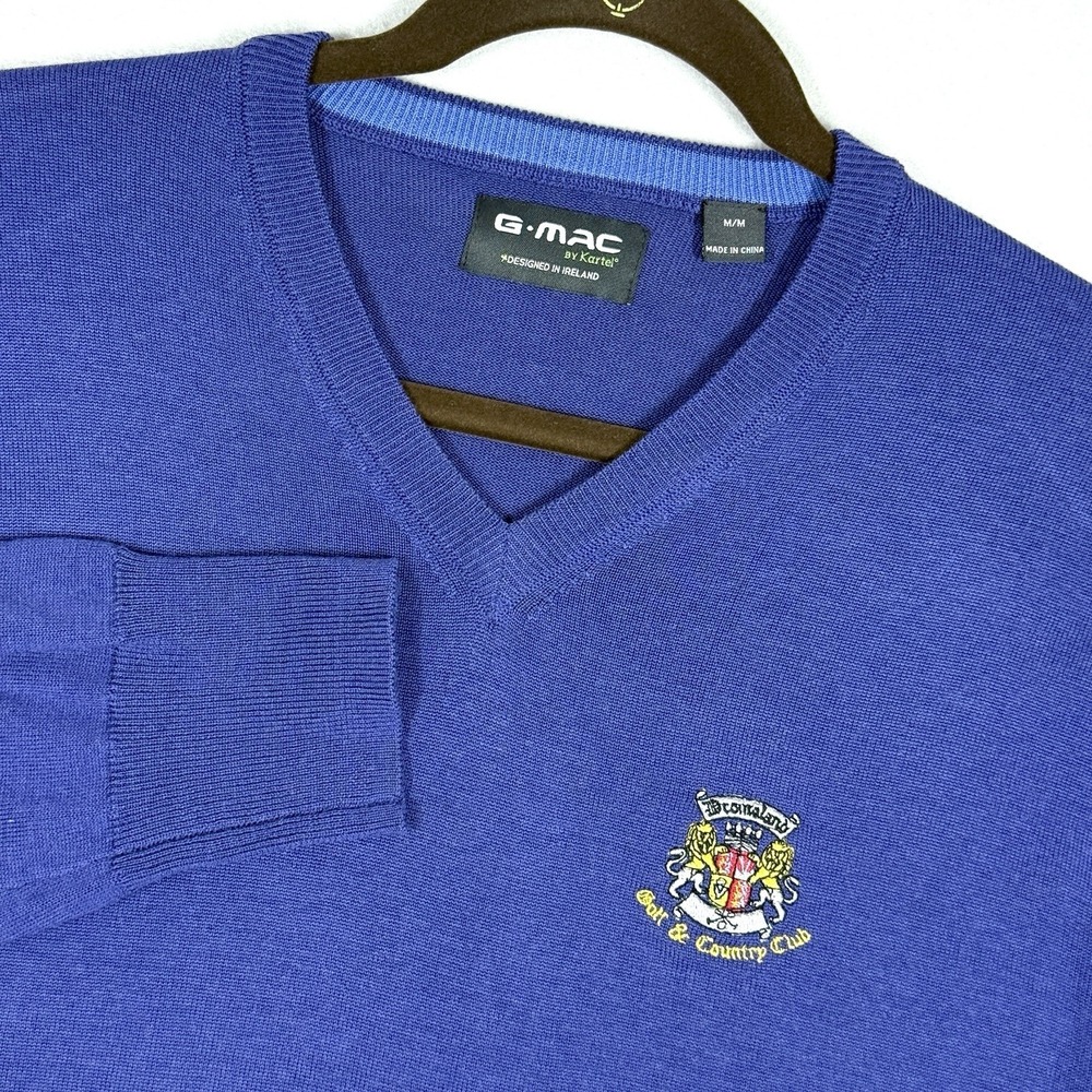 G MAC by Kartel Sweater Mens Medium Wool V Neck Pullover‎ Ireland Dromoland Golf